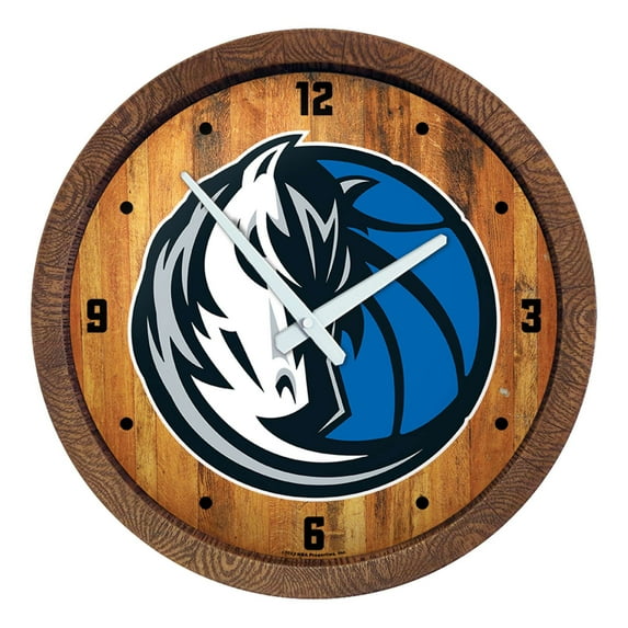Dallas Mavericks 20.25" Faux Barrel Top Clock