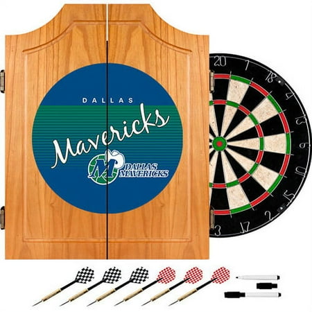 Dallas Mavericks NBA Hardwood Classics Dart Cabinet Set with Darts and Board - Royal Blue, Green