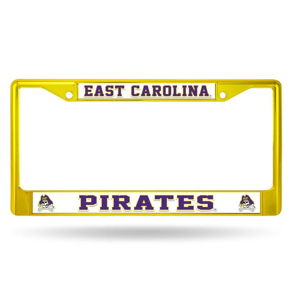 East Carolina Pirates Gold Painted Chrome Metal License Plate Frame