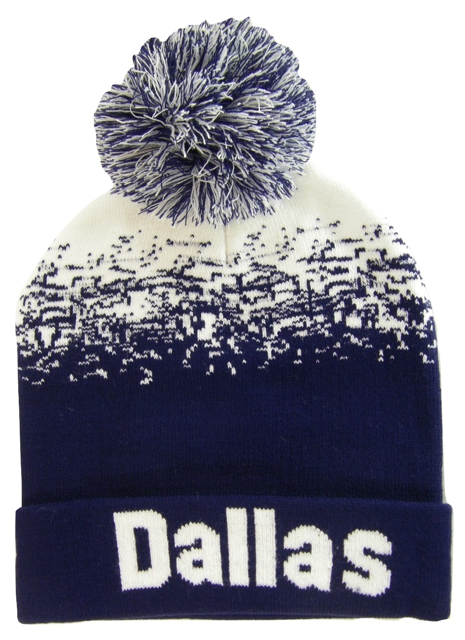 Dallas Men's Digital Fade Winter Knit Pom Beanie Hat (White/Navy) - image 1 of 1