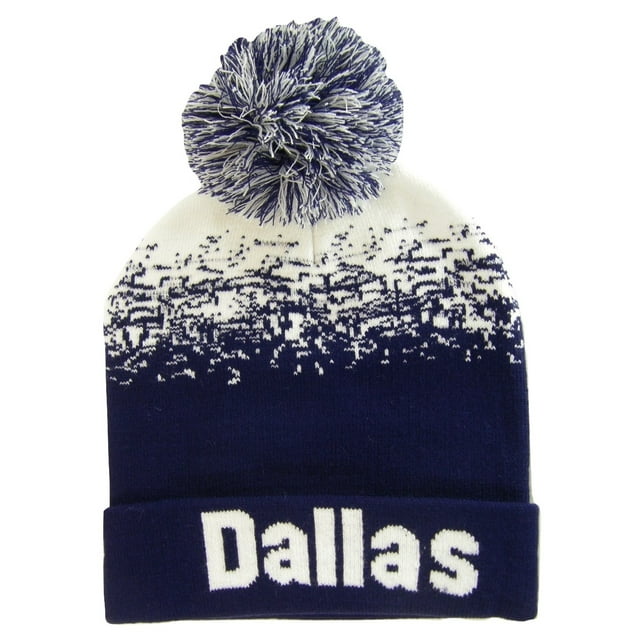 Dallas Men's Digital Fade Winter Knit Pom Beanie Hat (White/Navy)