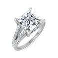 thumbnail image 1 of Dallas - Moissanite Princess Cut Lab Diamond Engagement Ring With Double Band & Sidestones, 1 of 4