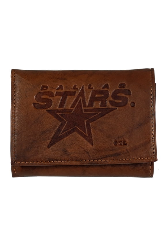 Dallas Hockey Star's 1993-2013 Embossed Brown Leather Trifold Wallet