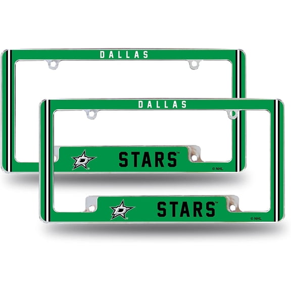 Dallas Hockey Star's (Set of 2) Chrome Metal License Plate Frames with Bold Full Frame Design