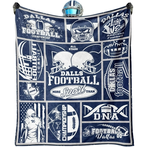 Dallas Plush Blanket, Football Sport, Football Team Color Blanket Gifts for Men Women, Football Flannel Throw Blanket 60" X 50"