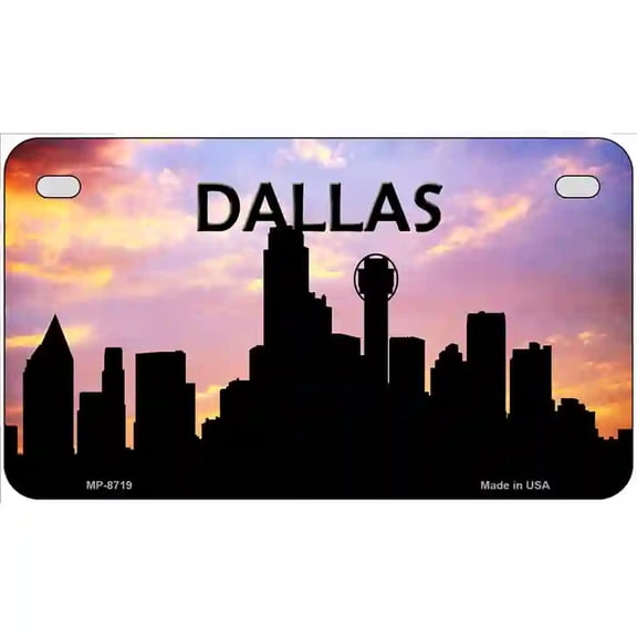 Dallas Silhouette Metal Novelty License Plate 7" x 4" Motorcycle (MP)
