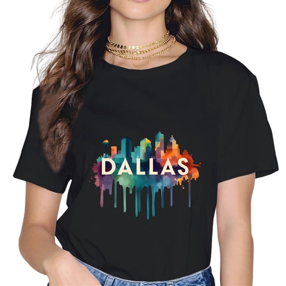 Dallas Skyline Texas Colorful Vintage Dallas T-Shirt
