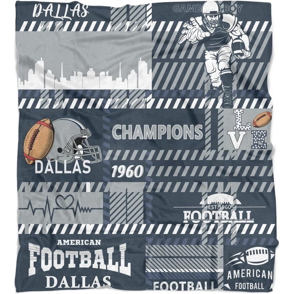 Dallas Splicing Travel Throw Blanket Gift for Men Women,Flannel Dallas Blanket for Sofa Bed Sofa Living Room Chair,Football Team Throw Blanket 50"x60"
