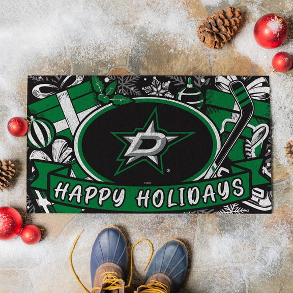 Dallas Stars 28" x 16" Happy Holidays Christmas Turf Door Mat