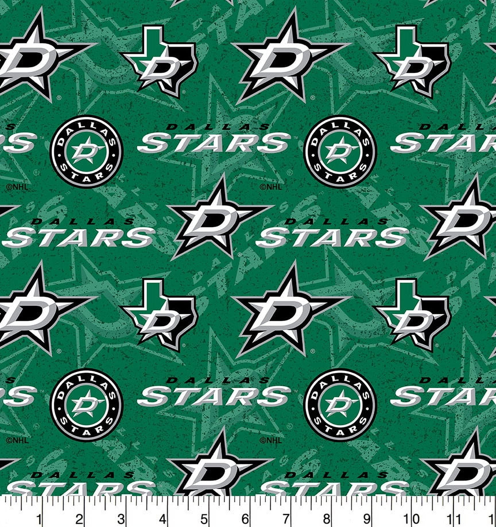 Dallas Stars Cotton Fabric with Tone on Tone Print and Matching Solid