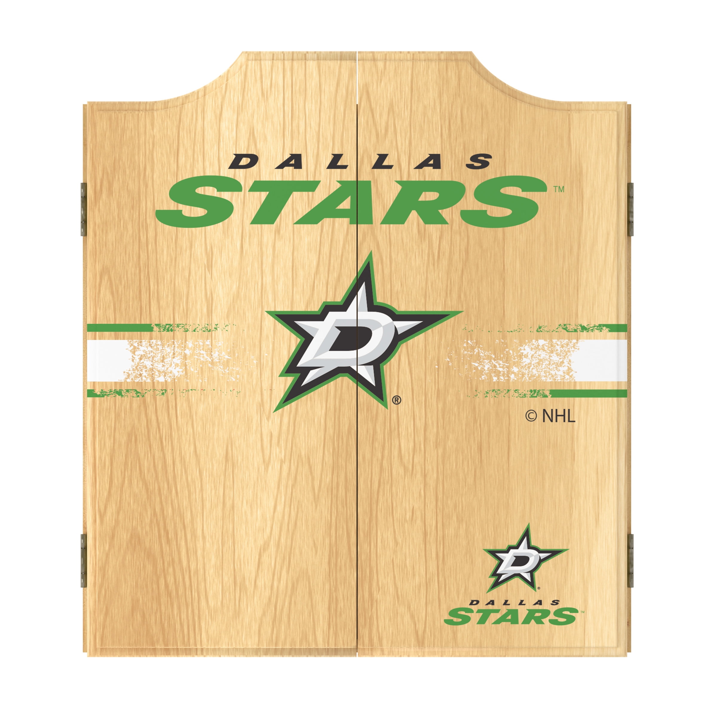 Dallas Stars Logo Dart Board Cabinet Set with 6 Steel Tip Darts