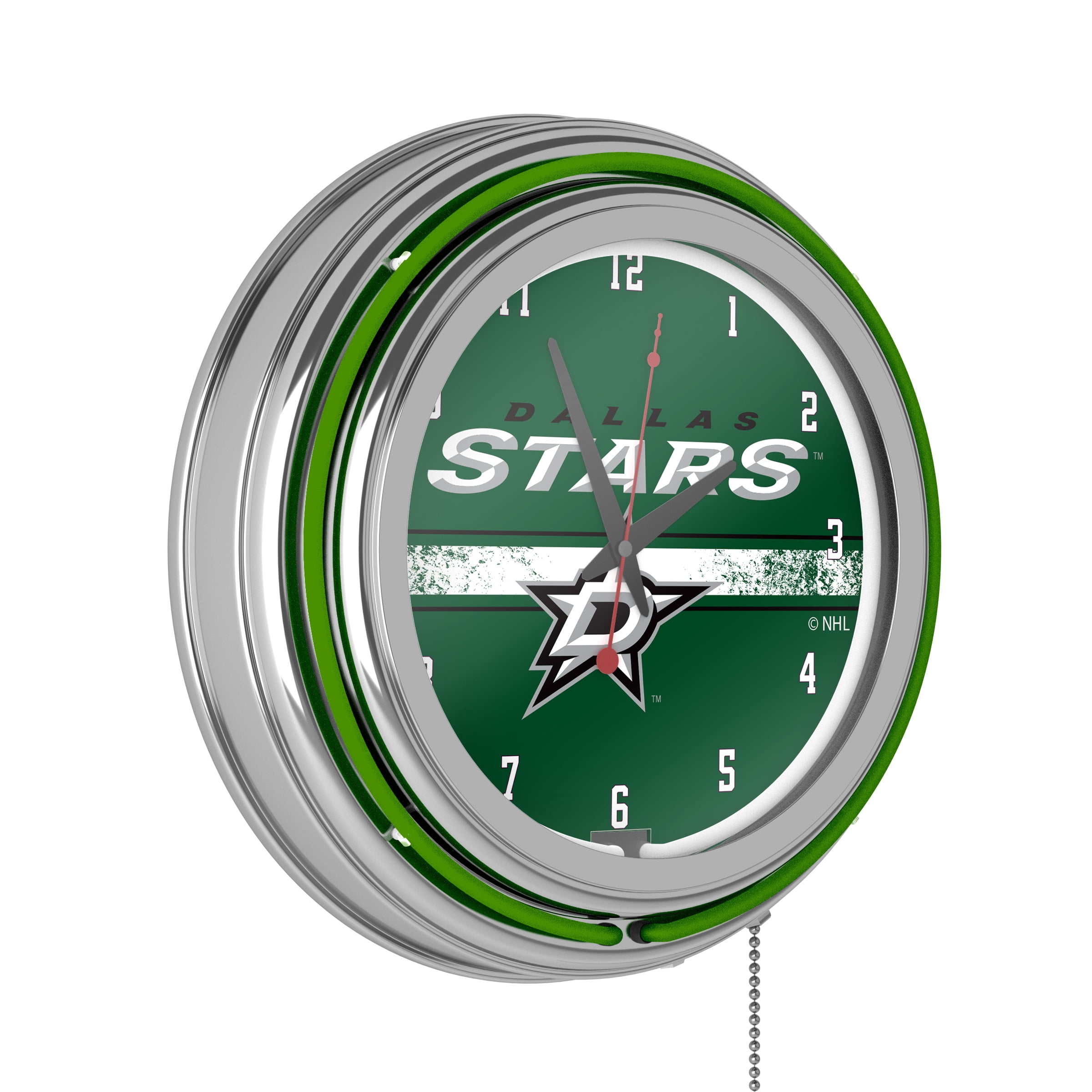Dallas Stars Logo Retro Neon Analog Wall Clock with Pull Chain