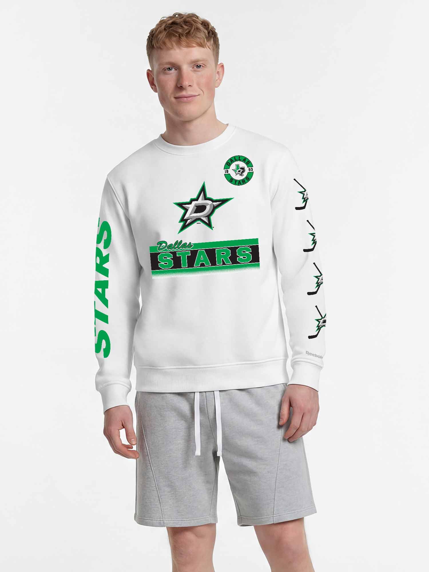 Dallas Stars Reebok Mens White Crew Sweatshirt