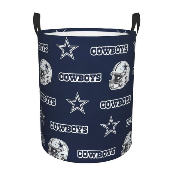 Dallas Team Print Circular Hamper Basket,Storage Basket,Round Laundry Hamper With Handles For Bedroom And Living Room Waterproof Oxford Cloth Basket
