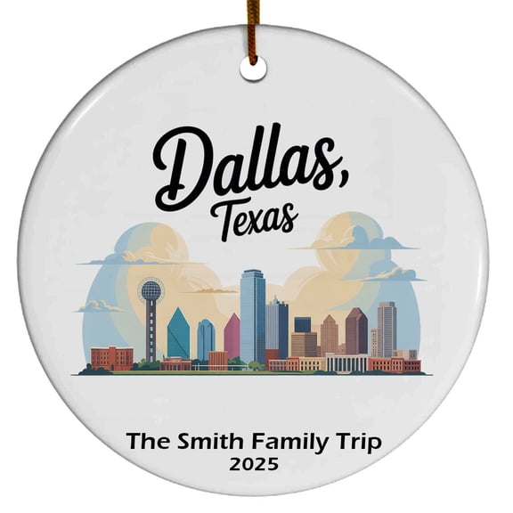 Dallas Texas Christmas Ornament, Collection of City Travel Souvenirs for Family and Friends, Christmas Tree Ornament City Travel, Trips of The Year, Christmas Ornament 2025