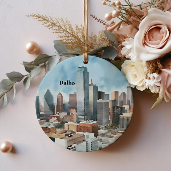Dallas Texas Ornaments, Dallas Texas Christmas, Dallas Texas Decor, Christmas Round, Ceramic Christmas Ornament, Christmas Ornaments, Xmas Decor, for Men Unique T2ydoq (Dallas Texas)