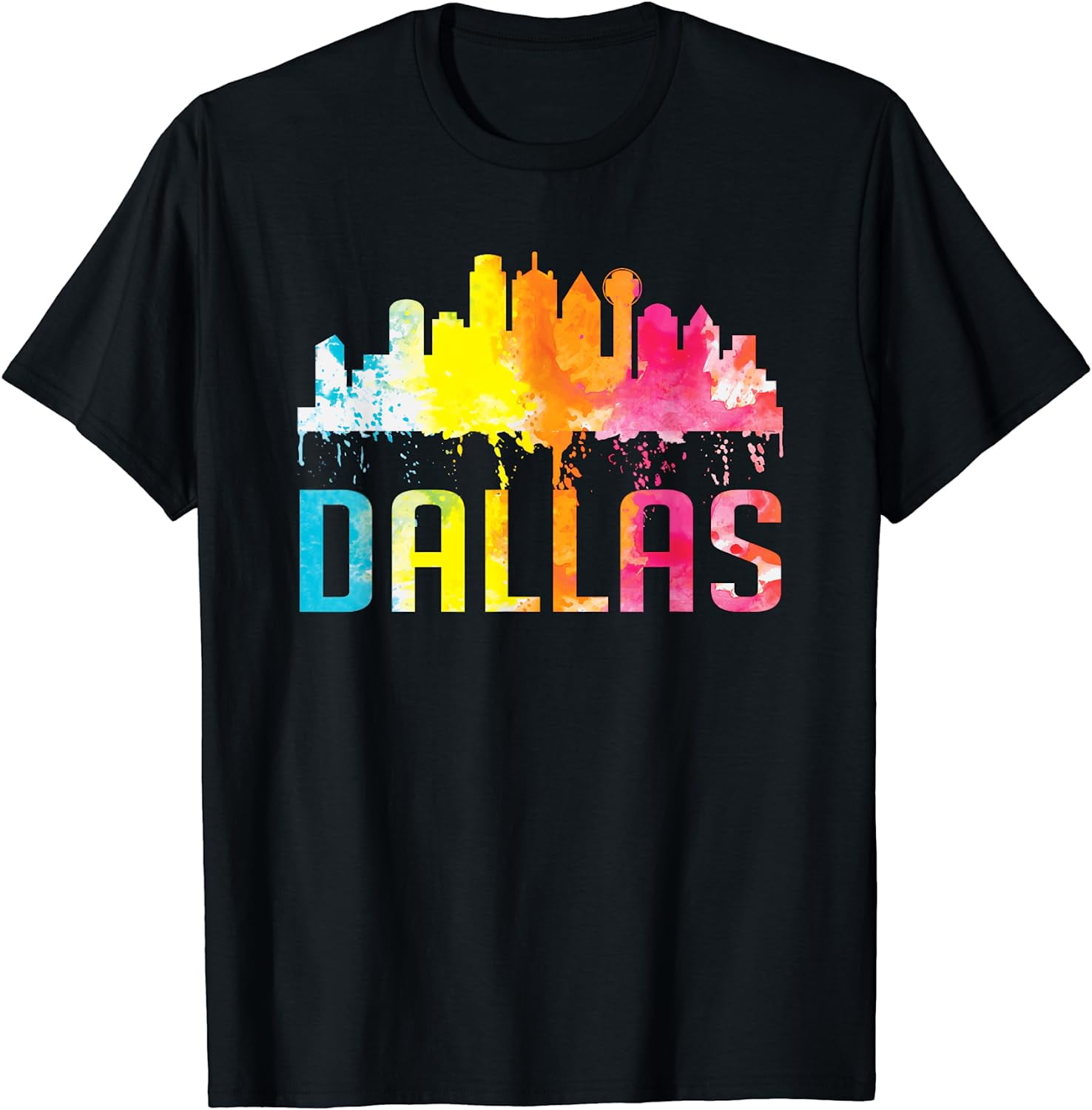Dallas Texas Retro Watercolor Skyline Art Souvenir Gift TShirt