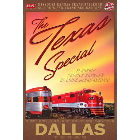 Dallas Texas Special Train Travel Frisco Mkt Katy Railroad Office Variant 2 Poster , Poster Print Only