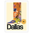 thumbnail image 1 of Dallas Texas - Sunflower Spur with Cowboy Boot - Vintage Airline Travel Poster c.1960s - Bamboo Fine Art 290gsm Paper Print (Unframed) 24x32in, 1 of 4