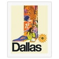 thumbnail image 1 of Dallas Texas - Sunflower Spur with Cowboy Boot - Vintage Airline Travel Poster c.1960s - Fine Art Rolled Canvas Print 20in x 26in, 1 of 4