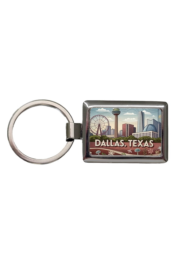 Dallas, Texas TX Travel City State Stamp Metal Rectangle Keychain