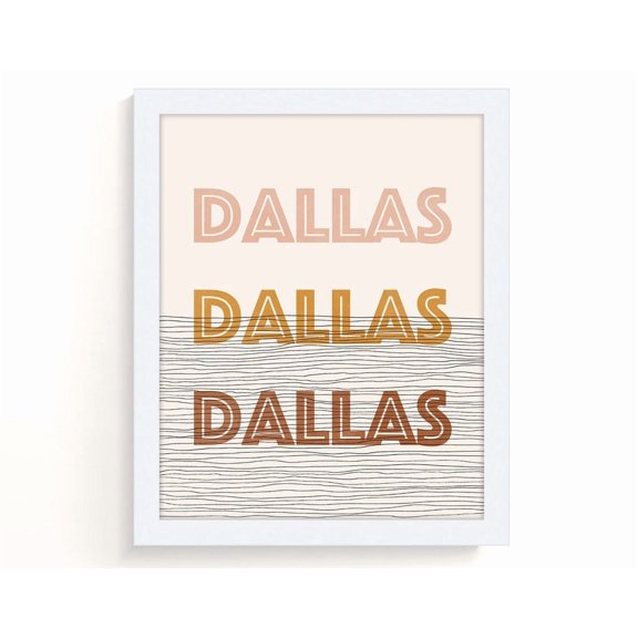 Dallas Texas Wall Art Print, Boho Mid Century Modern, Minimalist, Modern Living Room And Office Decor