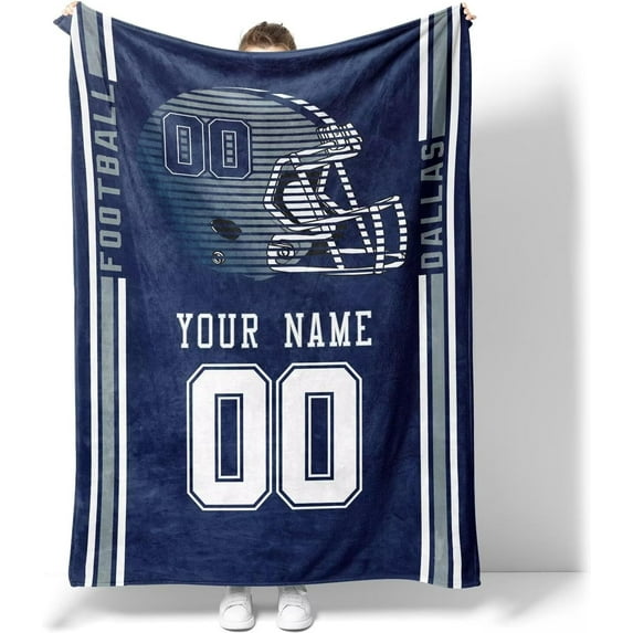 Dallas Throw Blanket for Men Women Boy Gifts Custom Name and Number Blanket