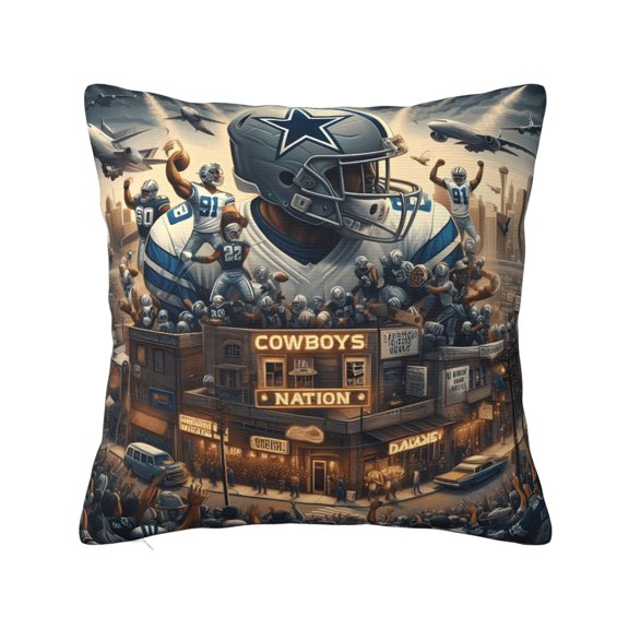 Dallas Ultra-Soft Zippered Plush Pillowcase, Football Team Pattern Cushion Cover, Fan Gift, Luxury Home Decor, Pillow Inserts Not Included 12"x12" 16"x16" 18"x18" 20"x20" 22"x22"
