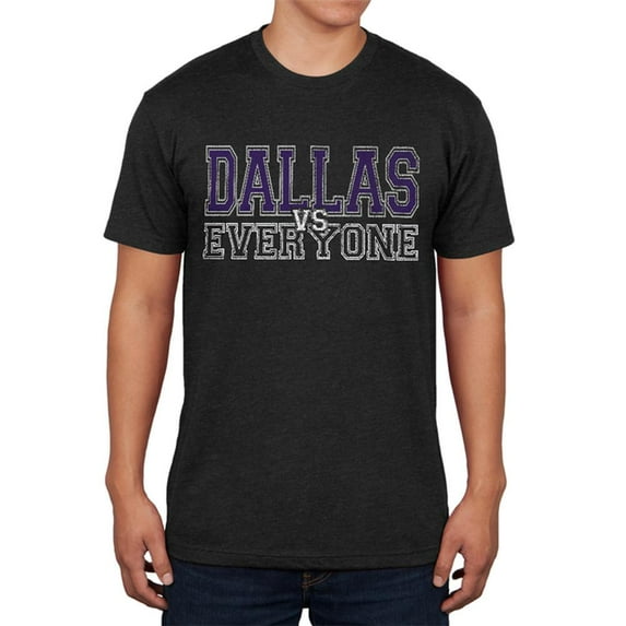 Dallas VS Everyone Vintage Distressed Mens Soft T Shirt Vintage Black X-LG
