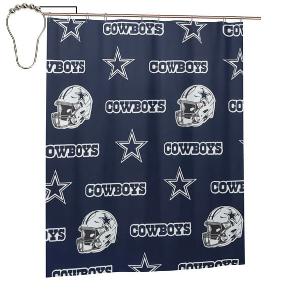 Dallas Waterproof Bathroom Shower Curtain 60"X72", Soft, Lightweight, Mildew-Resistant, Quick-Drying, Football Team Themed Shower Room Shower Curtain, Fan Gift