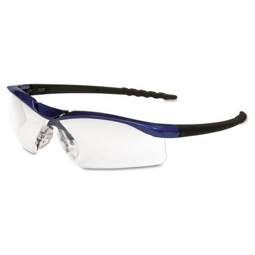 Dallas Wraparound Safety Glasses, Metallic Blue Frame, Clear Antifog