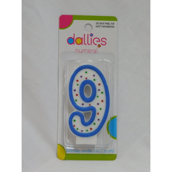 Dallies 9 Multi-color Birthday Candle, 5.5"
