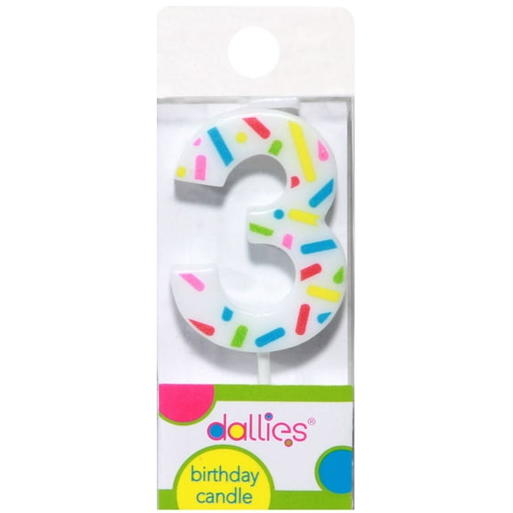 Dallies Colorful Number 3 Birthday Cake Candle Dessert Sprinkles & Decorations