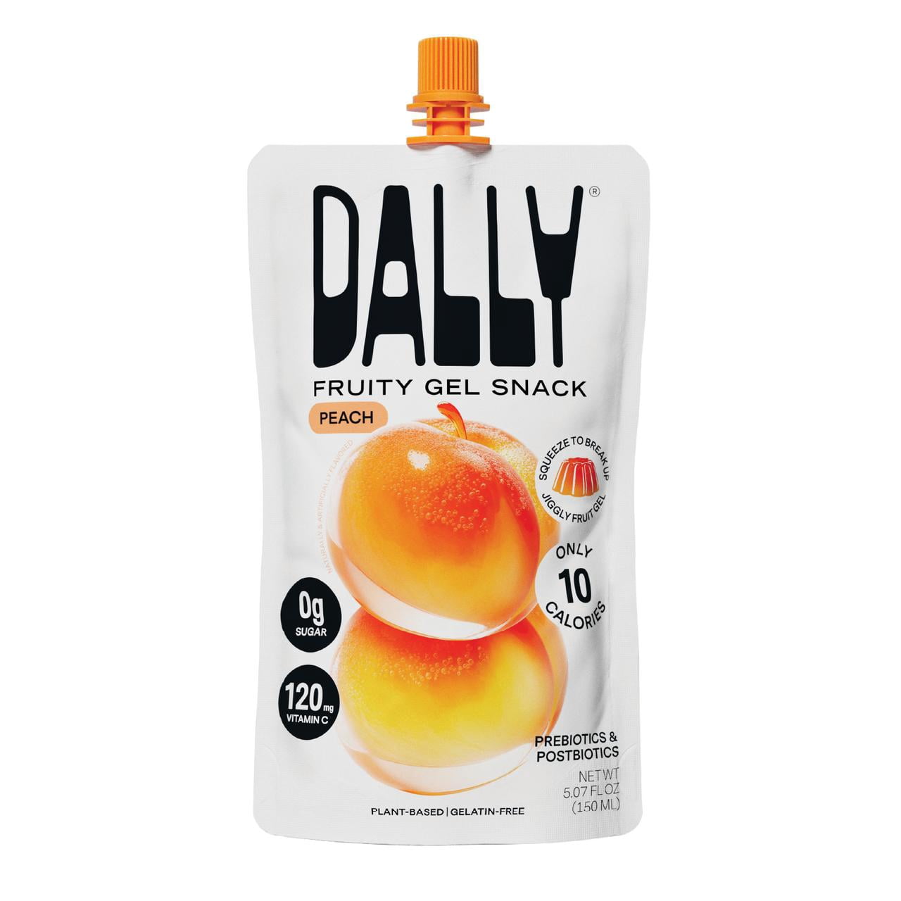 DALLY Peach Fruity Gel Snack, 5.07 Fl Oz Pouch