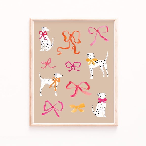 Dalmatian Art Poster Whimsical Pup Design - Soft Beige Nursery Poster Art Print Home Decor, Unframed Poster Size 12x18 F03.1.20l537