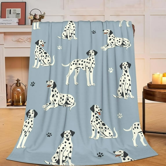 Dalmatian Blanket Super Cozy Soft Dalmatian Throw Blanket Warm Plush Fluffy Spotted Dog Stuff Gifts for Women Girls Fleece Flannel Gift Blankets for Kids Adults 60"X50"