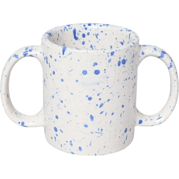 Dalmatian Blue Double-Handle Mug for Tremor Support 350 ml (11.83 fl oz) | Easy-Grip Assistive Drinking Cup