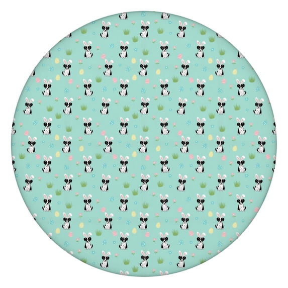 Dalmatian Bunny Floral Dog Pattern Round Elastic Tablecloth, 45-52 Inch ...