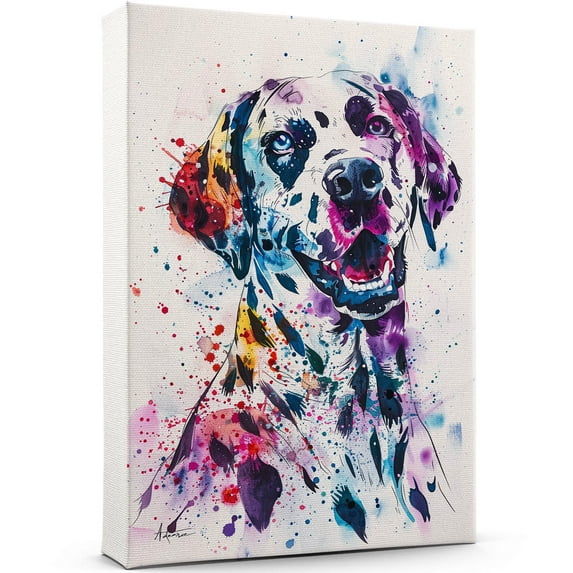 Dalmatian Canvas Wall Art, Modern Cute Colorful Dalmatian Canvas Dog Art Pictures Wall Decor for Kids Bedroom Decoration Unframed 8x12 inches