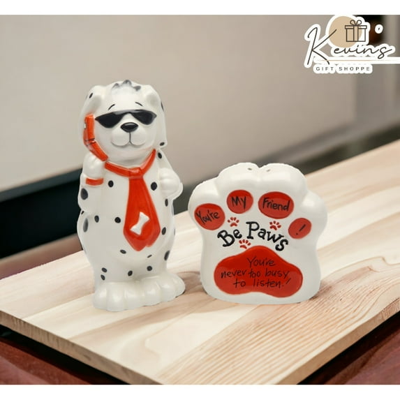 Dalmatian Ceramic Salt and Pepper Shakers Hand Painted Dog Lovers