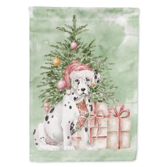 Dalmatian Christmas Presents and Tree Flag Canvas House Size