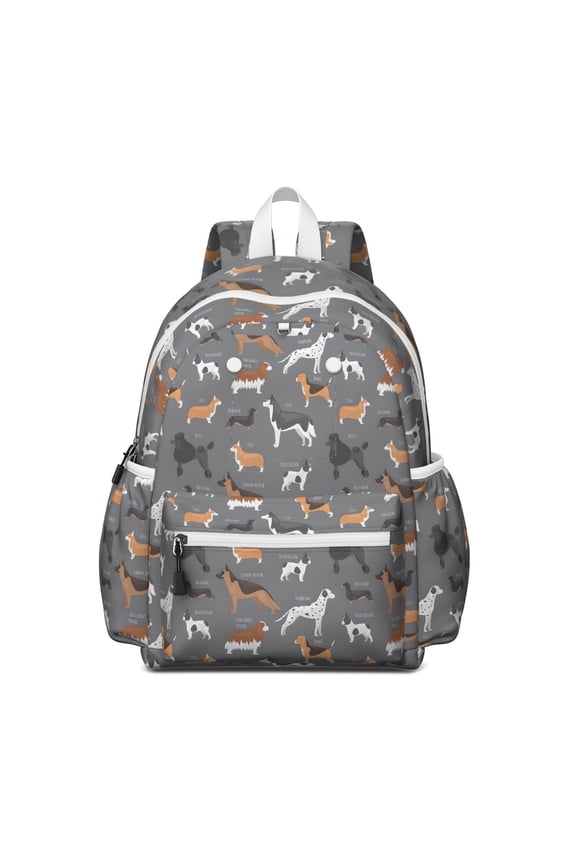 Dalmatian Corgi Bulldog Backpack for School,Cute School Bag,Schoolbag with Adjustable Shoulder Straps & Padded Back,13.4"x11"x4.7"