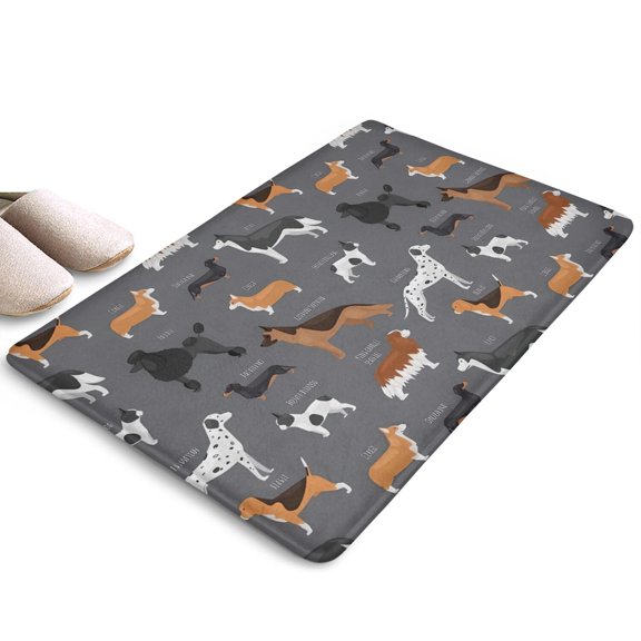 Dalmatian Corgi Bulldog Flannel Non Slip Door Rugs,Washable Door Mats Indoor,Decorative Door Mats,Dirt-Resistant and Absorbent Doormat for Entrance,Bedroom,Kitchen,Bathroom,23.5x16in(60x40cm)