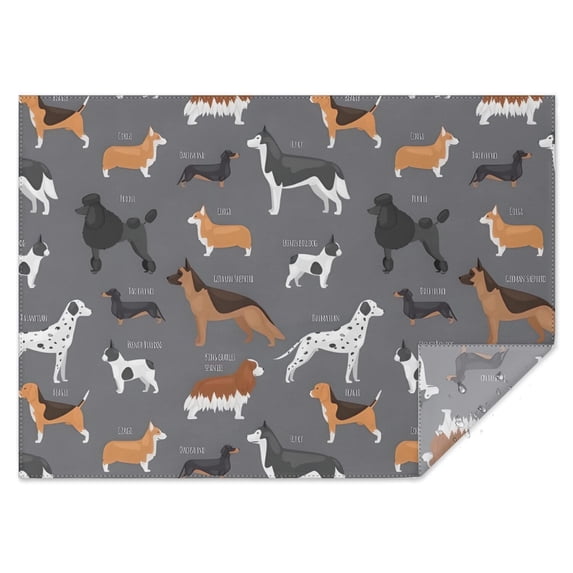 Dalmatian Corgi Bulldog Rectangle Tablecloth 60"x84",Waterproof Polyester Rectangle Table Cloth, Wipeable Spillproof Polyester Tablecloth for Dining, Camping, Indoor and Outdoor