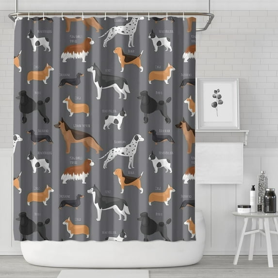 Dalmatian Corgi Bulldog Shower Curtain 72"x84" ,Bathroom Decorative Shower Curtains Set with 12 Hooks,Modern Waterproof Washable Shower Curtain