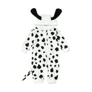 Dalmatian Costume Baby Boy Girl Halloween Outfits Long Sleeve Zip Up Hoodies Jumpsuit with Ears + Tail Fall Clothes Set