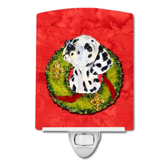 Dalmatian Cristmas Wreath Ceramic Night Light