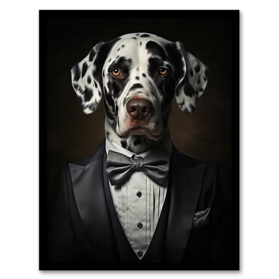 Dalmatian Dinner Jacket Portrait Dog Artwork Framed Wall Art Print A4