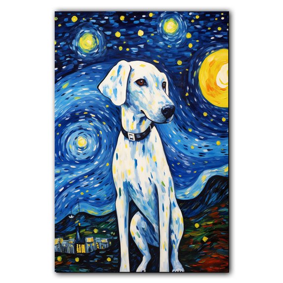 Dalmatian Dog Art Starry Night Paintings Van Gogh - Inspired Canvas - Contemporary Abstract Modern Dog Wall Décor - Dog Painting Canvas Canvas