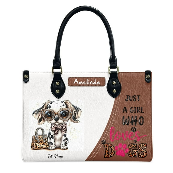 Dalmatian Dog Bag, Personalized Leather Handbags For Women - Personalized Leather Purse with Name - Tote Bags for Mom Grandma - Custom Gifts Ideas for Her, Gift for Dog Lover